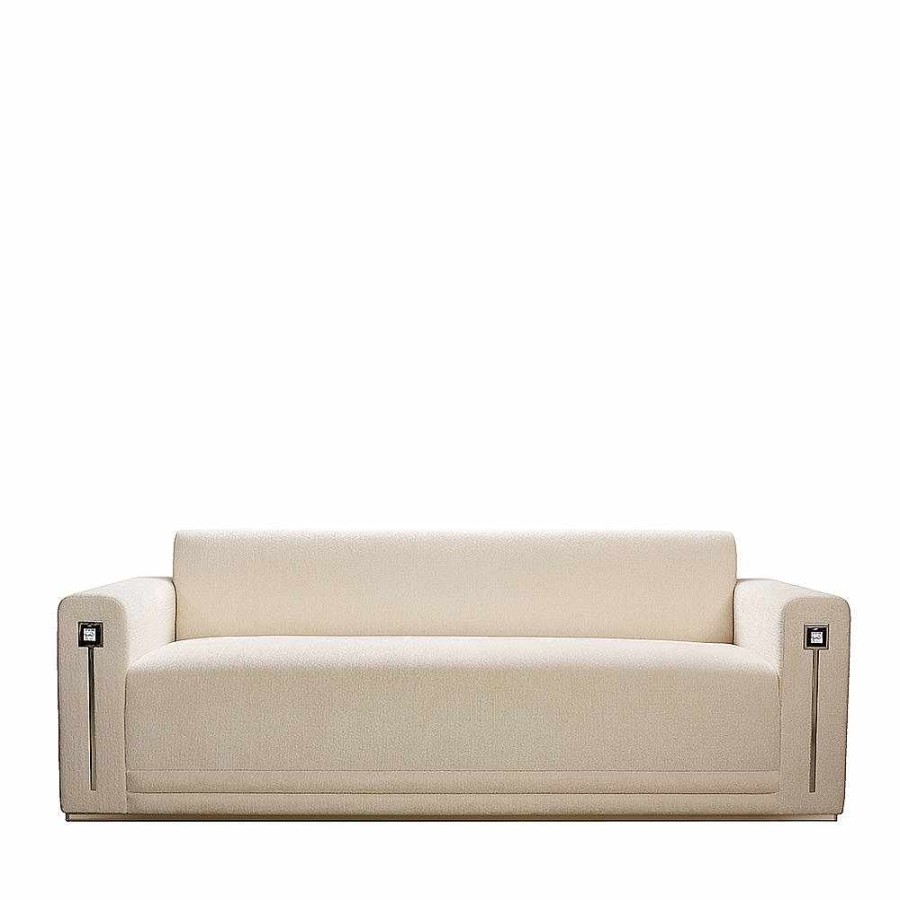 Seatings | Lalique Masque De Femme Contemporary Sofa Clear Crystal And Ivory Silk/ Large Size