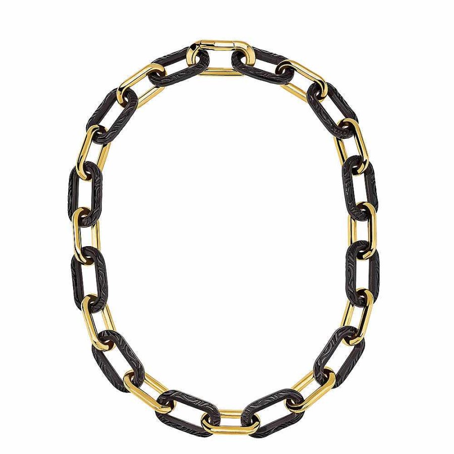 Necklaces | Lalique Empreinte Animale Necklace 12 Crystals Black Crystal/ Yellow Gold Plated