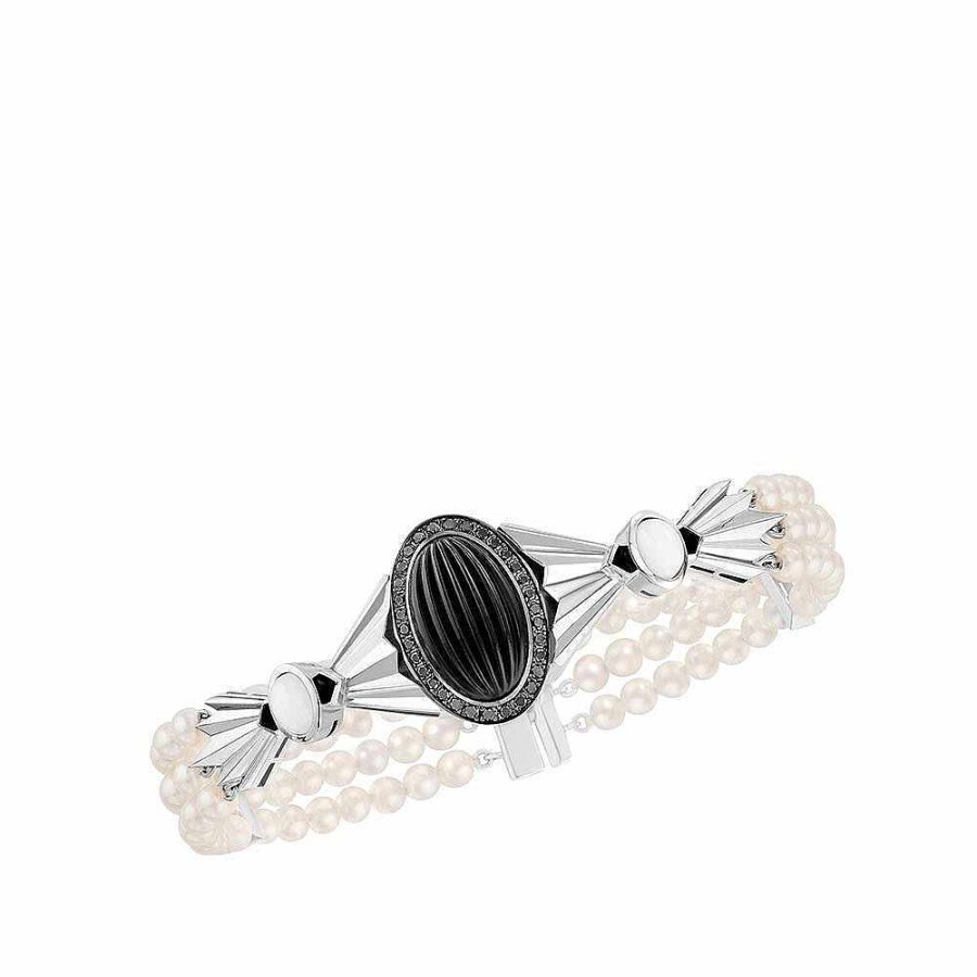 Bracelets | Lalique La Flute Enchantee Bracelet White Gold/ Crystal/ Diamonds/ Pearls/ Agate Onyx