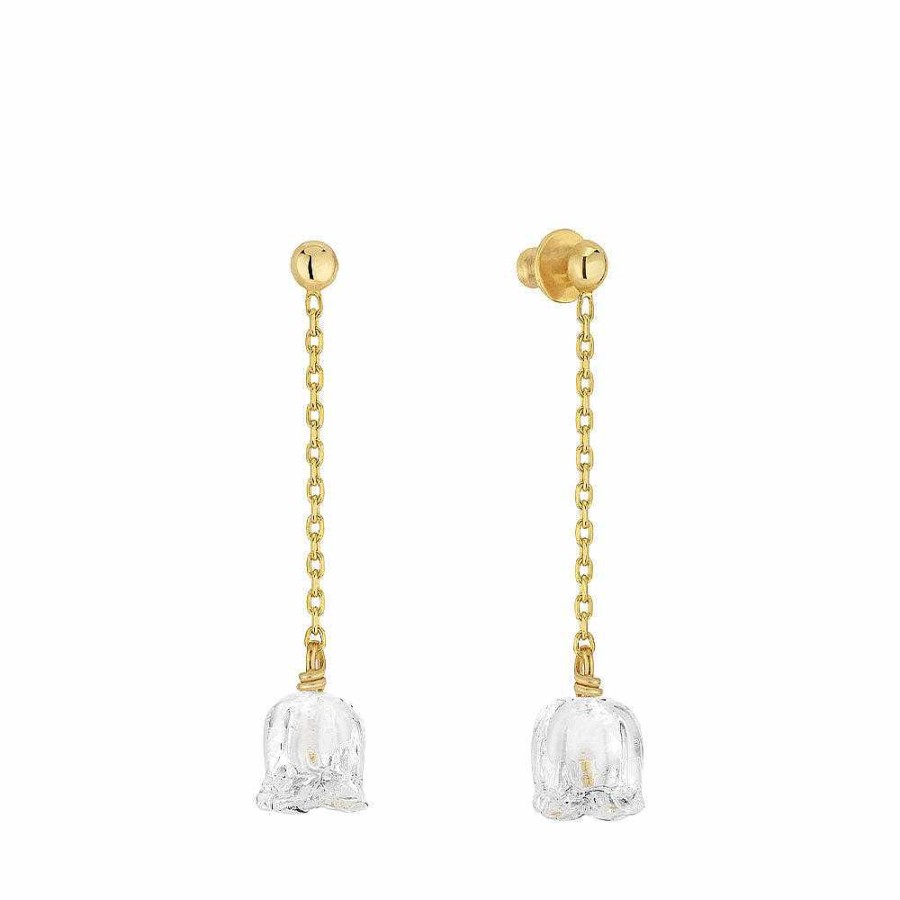 Earrings | Lalique Muguet Long Earrings Clear Crystal/ Vermeil