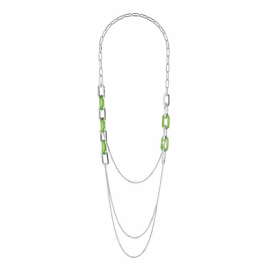 Necklaces | Lalique Empreinte Animale Long Necklace Green Crystal/ Silver