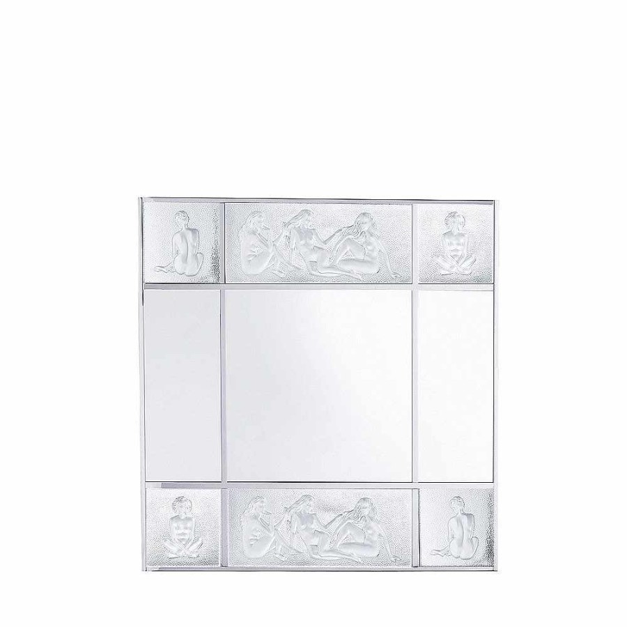 Mirrors | Lalique Les Causeuses Mirror Clear Crystal/ Chrome Finish/ Large Size