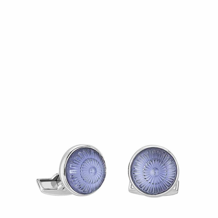 Cufflinks | Lalique Toupie Cufflinks Sapphire Blue Crystal/ Palladium Finishing