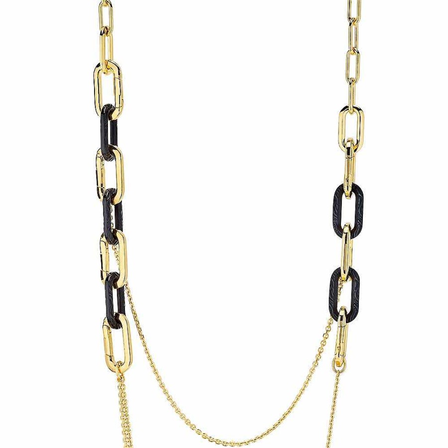 Necklaces | Lalique Empreinte Animale Long Necklace Black Crystal/ 18K Yellow Gold Plated Brass