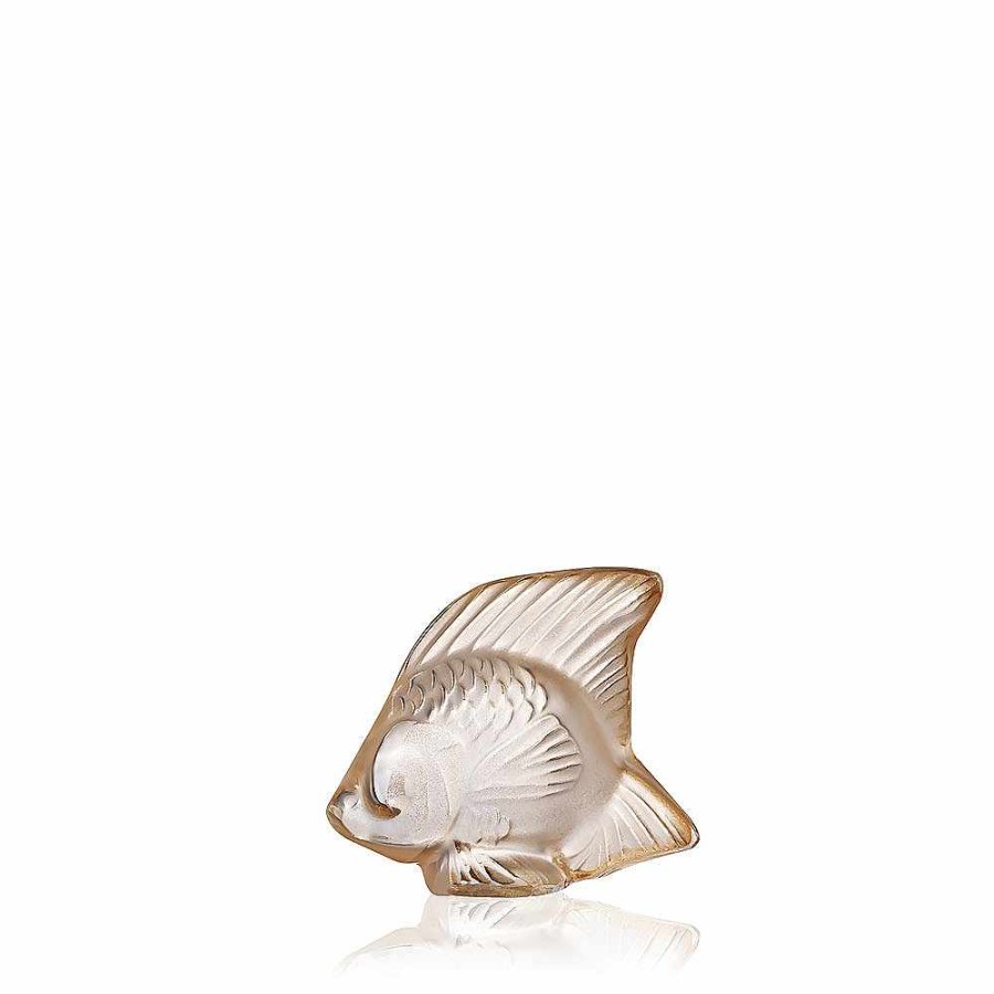 Sculptures | Lalique Fish Sculpture Gold Luster Crystal