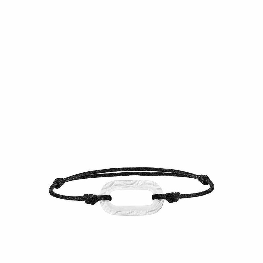 Bracelets | Lalique Empreinte Animale Cord Bracelet Clear Crystal On Black Cord