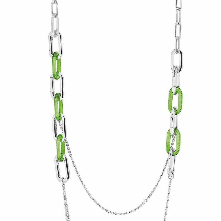 Necklaces | Lalique Empreinte Animale Long Necklace Green Crystal/ Silver