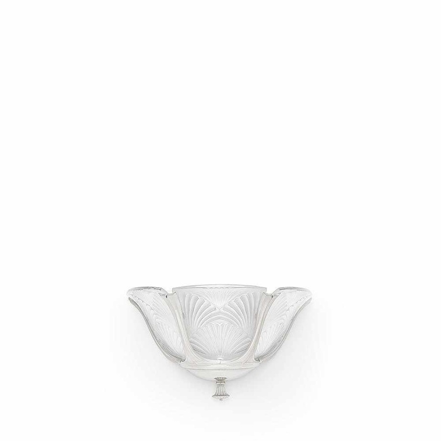 Wall Lamps | Lalique Ginkgo Medium Wall Sconce Clear Crystal/ Shiny And Brushed Nickel Finish