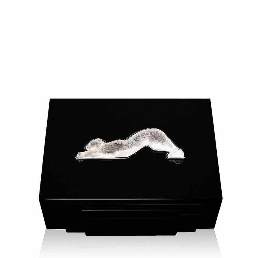 Boxes | Lalique Zeila Jewellery Box Black Lacquered With Clear Crystal