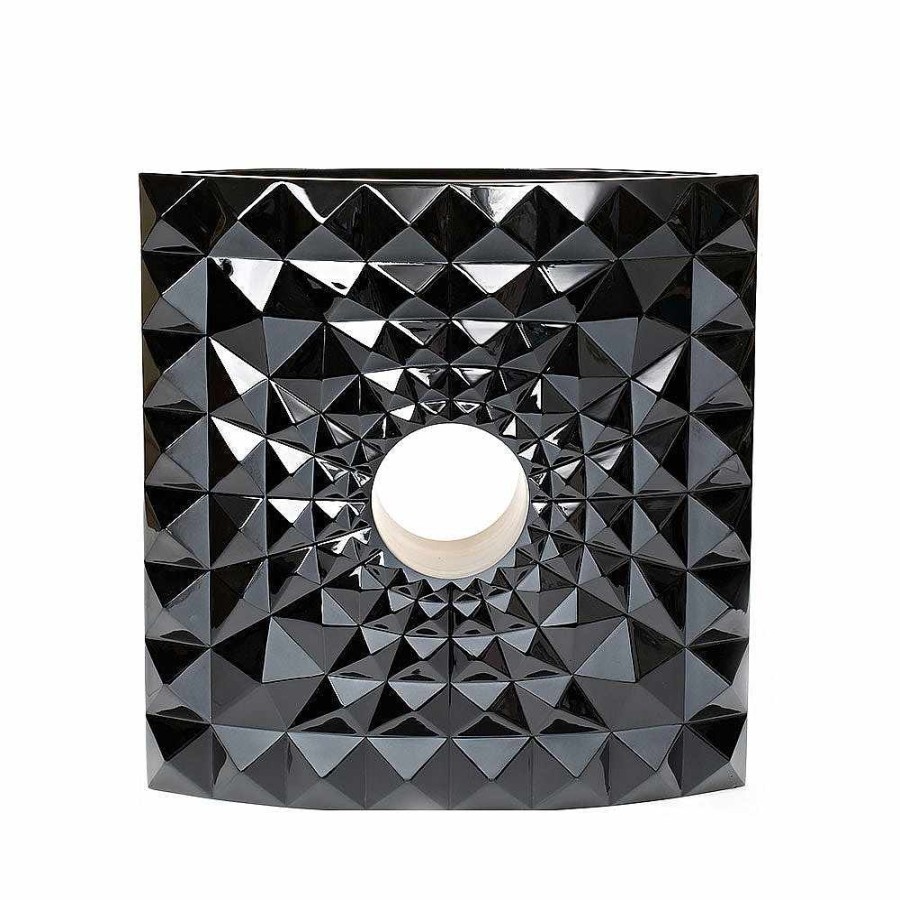 The Art Pieces | Lalique Geo Vase, Mario Botta & Lalique, 2016 Black Crystal/ Lost Wax Technique